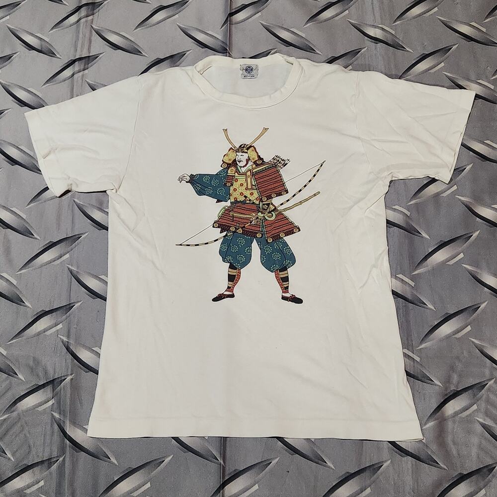Vintage Samurai Kabuki Warrior T-Shirt Size S Made In JAPAN Single Stitch